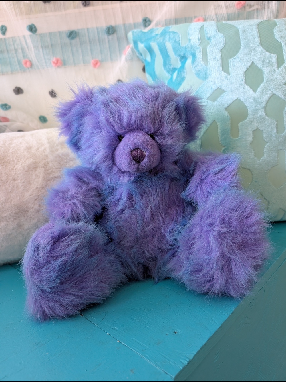 Rare Vintage Russ Lollypop Purple Blue Teddy Bear